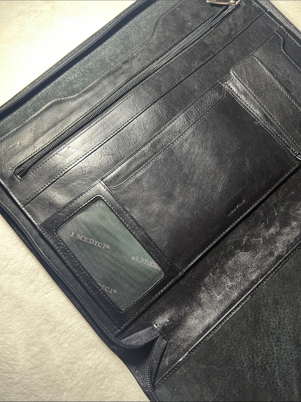 Classic Black Leather Men's Briefcase Organizer - Unbranded